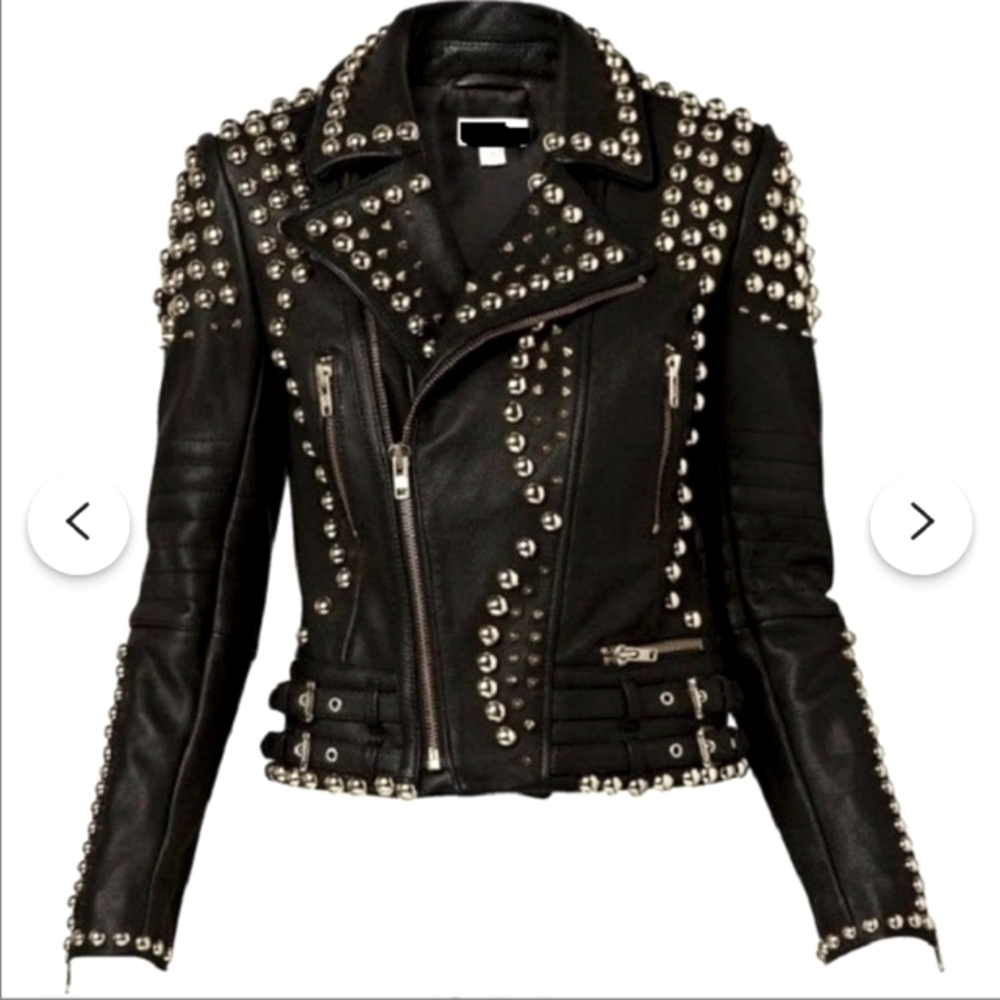 NWOT STUDDED VEGAN LEATHER JACKET